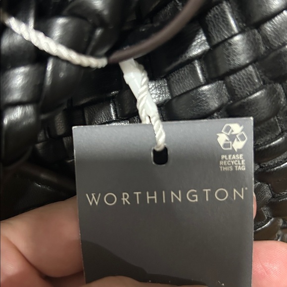 NWT Worthington Black large Woven Tote Bag and wristlet - Picture 2 of 9